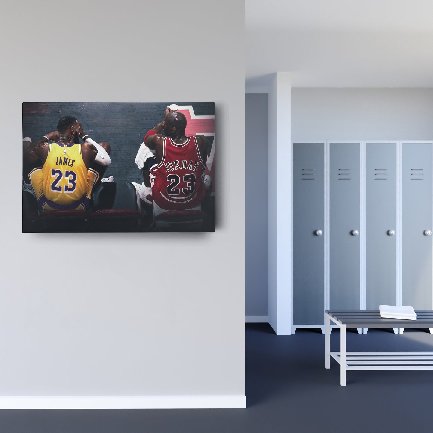 Michael Jordan & LeBron James Canvas – Lakers vs Bulls Wall Art