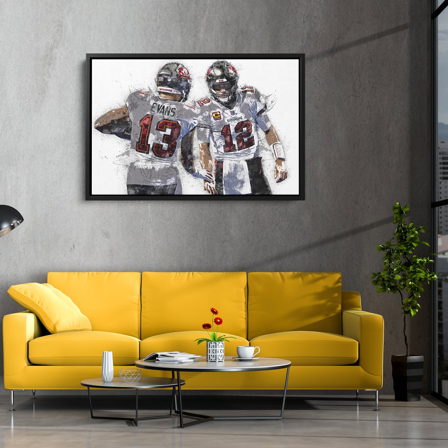 Mike Evans & Tom Brady Canvas Art – Tampa Bay Buccaneers Wall Decor