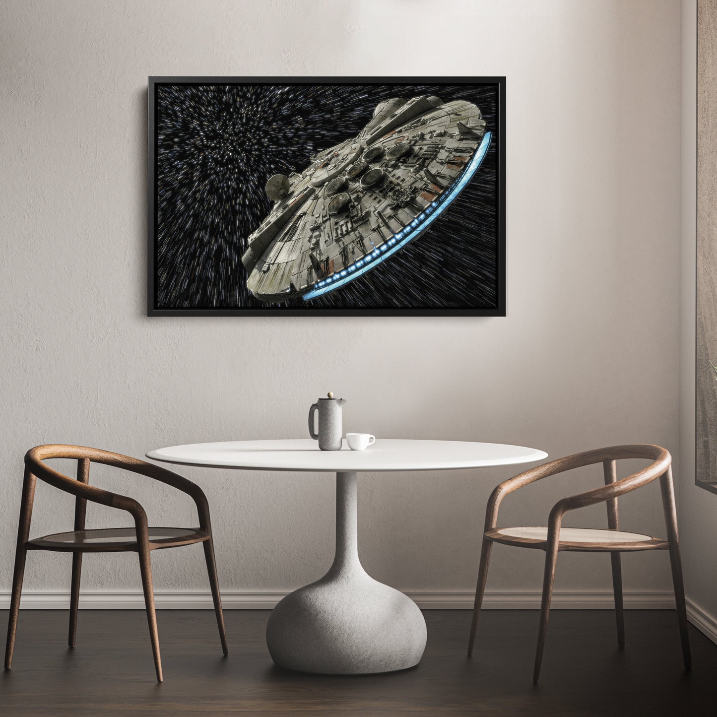 Millennium Falcon Canvas Art - Star Wars Wall Decor Framed Print