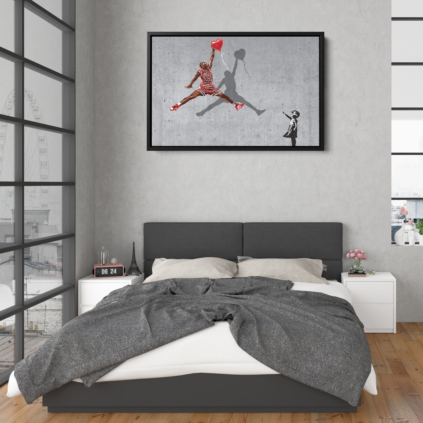 Michael Jordan Banksy Balloon Girl Canvas Art - NBA Street Art Decor