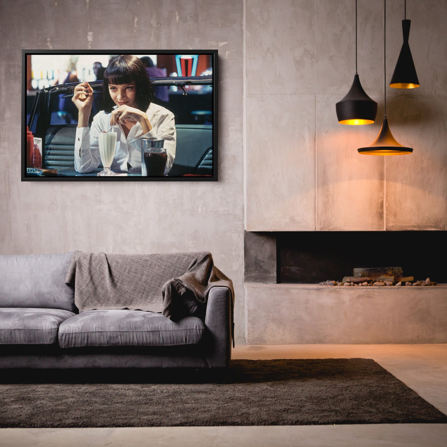 Pulp Fiction Canvas – Uma Thurman Mia Wallace Milkshake Movie Wall Art