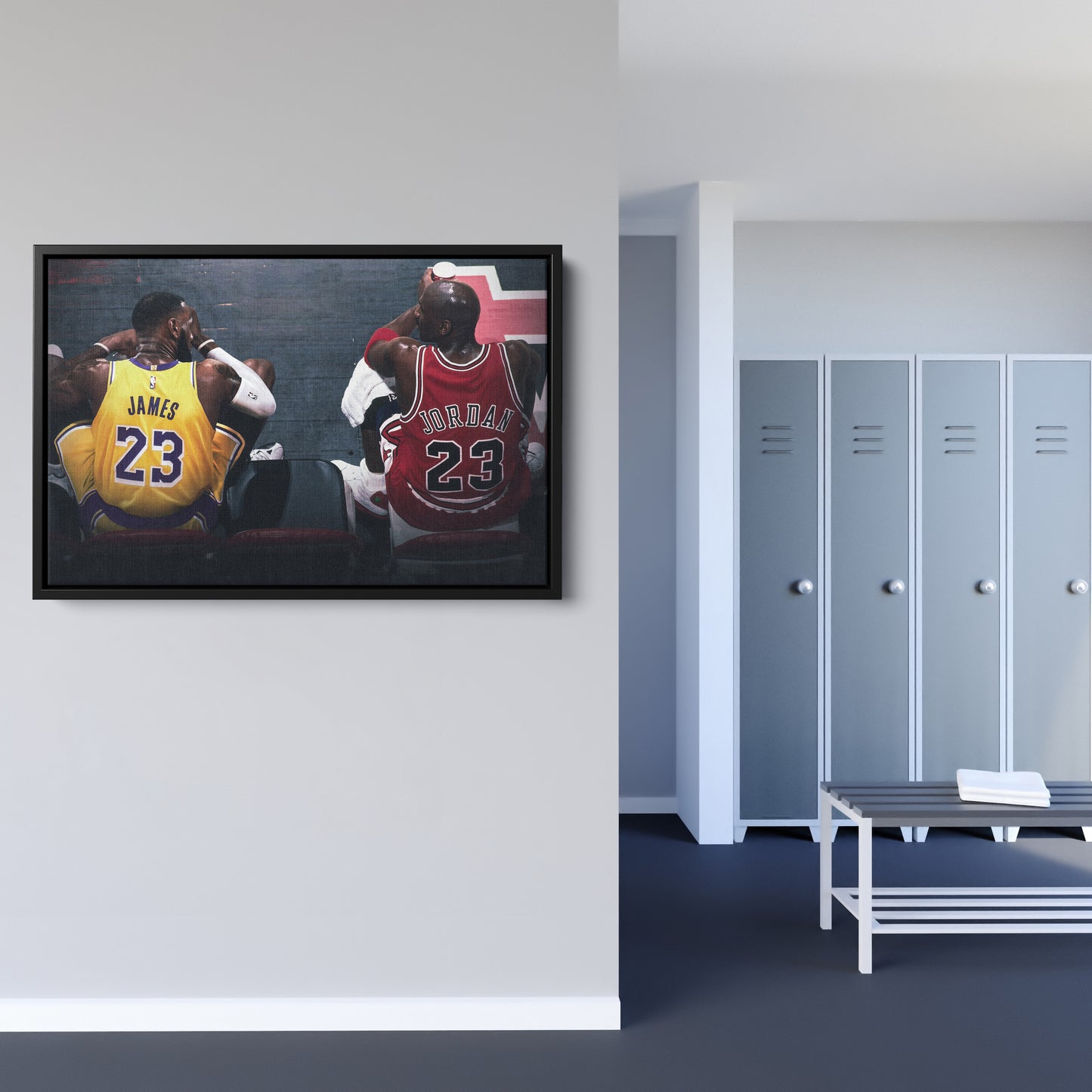 Michael Jordan & LeBron James Canvas – Lakers vs Bulls Wall Art