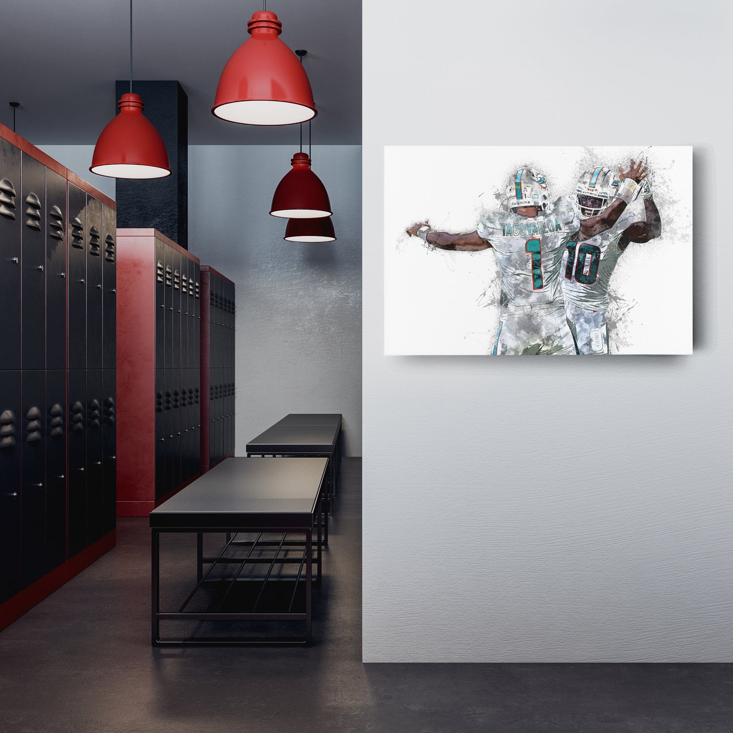 Tua Tagovailoa & Tyreek Hill Canvas Art – Miami Dolphins Wall Decor