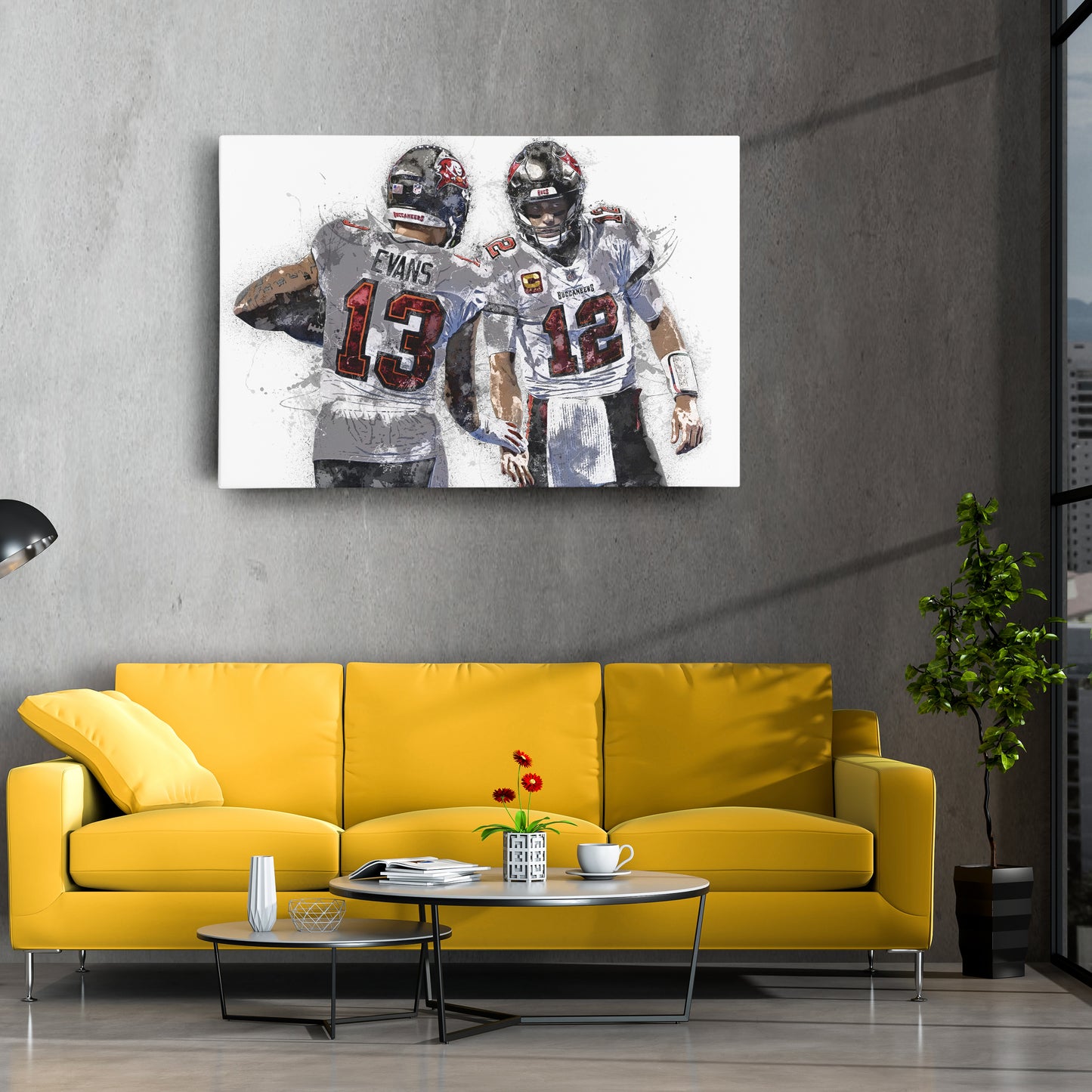 Mike Evans & Tom Brady Canvas Art – Tampa Bay Buccaneers Wall Decor