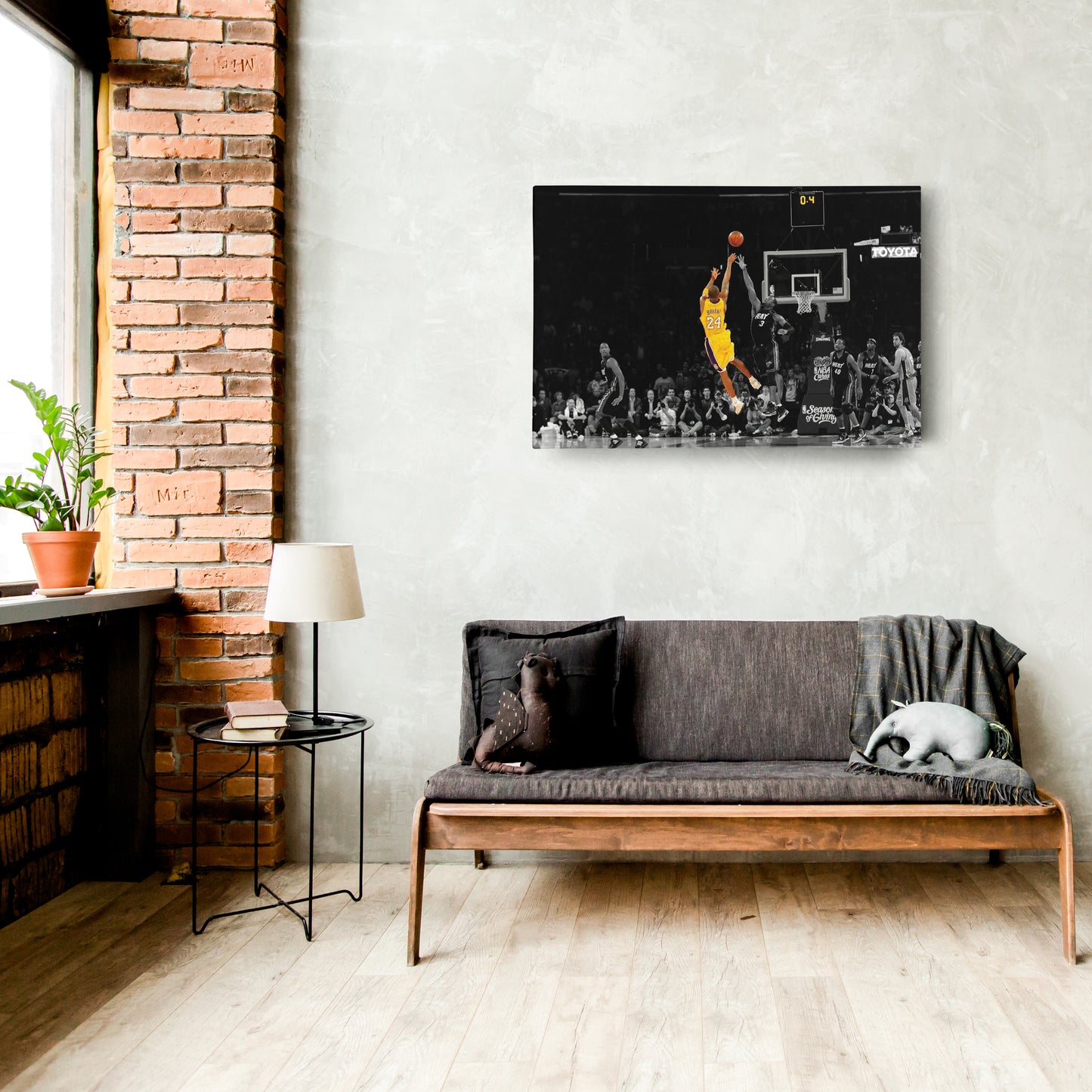 Kobe Bryant Lakers Buzzer Beater vs Miami Heat Canvas Wall Art Decor - NBA Iconic Art