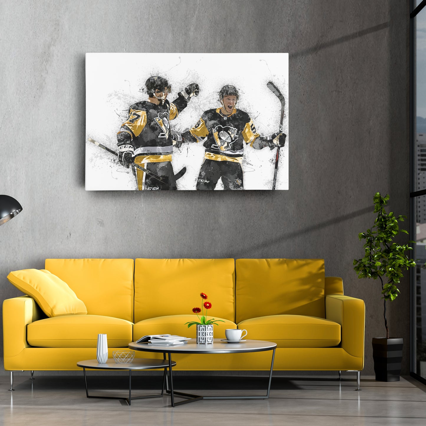 Sidney Crosby & Jake Guentzel Canvas Art – Pittsburgh Penguins Wall Decor