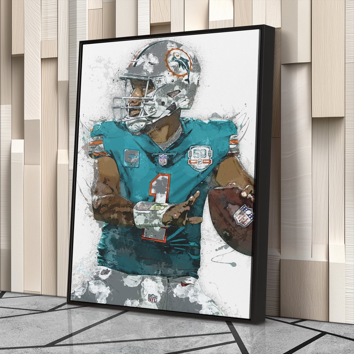 Tua Tagovailoa Canvas Art – Miami Dolphins Wall Decor