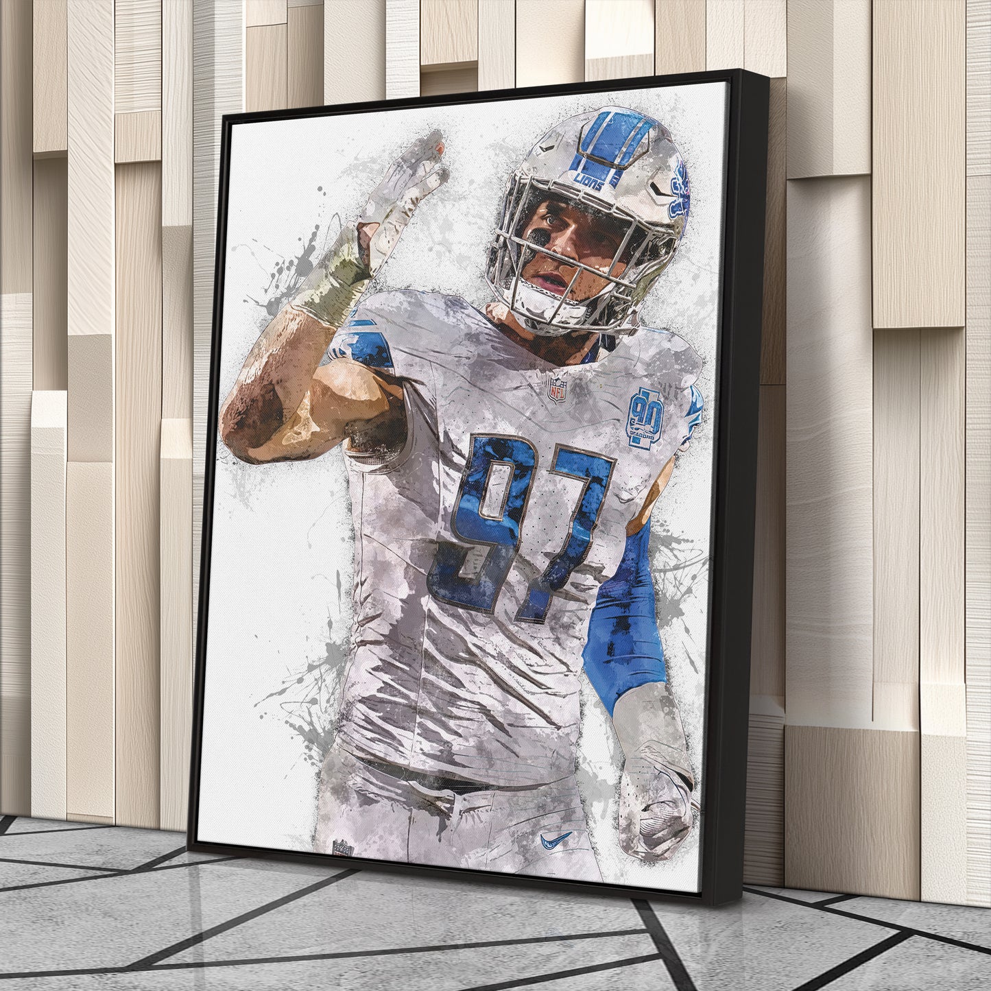 Aidan Hutchinson Canvas Art – Detroit Lions Wall Decor