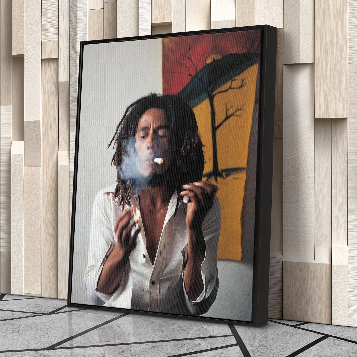 Bob Marley Smoking Canvas – Reggae Wall Art for Home Decor