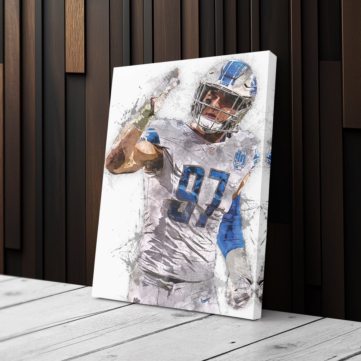 Aidan Hutchinson Canvas Art – Detroit Lions Wall Decor