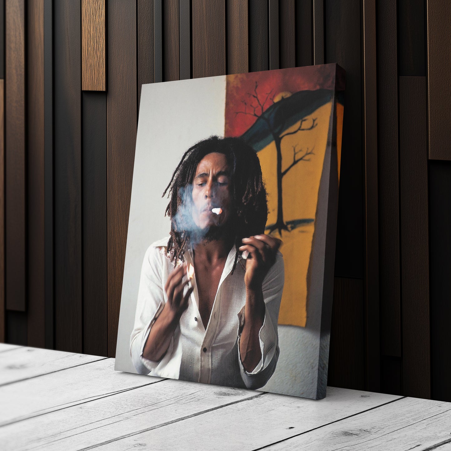 Bob Marley Smoking Canvas – Reggae Wall Art for Home Decor