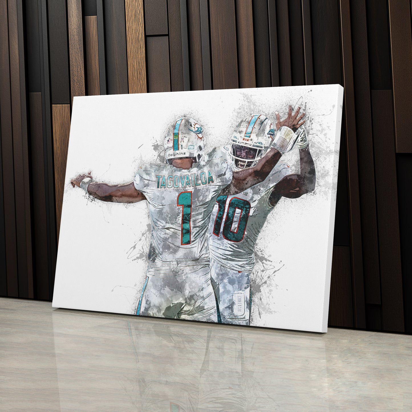 Tua Tagovailoa & Tyreek Hill Canvas Art – Miami Dolphins Wall Decor