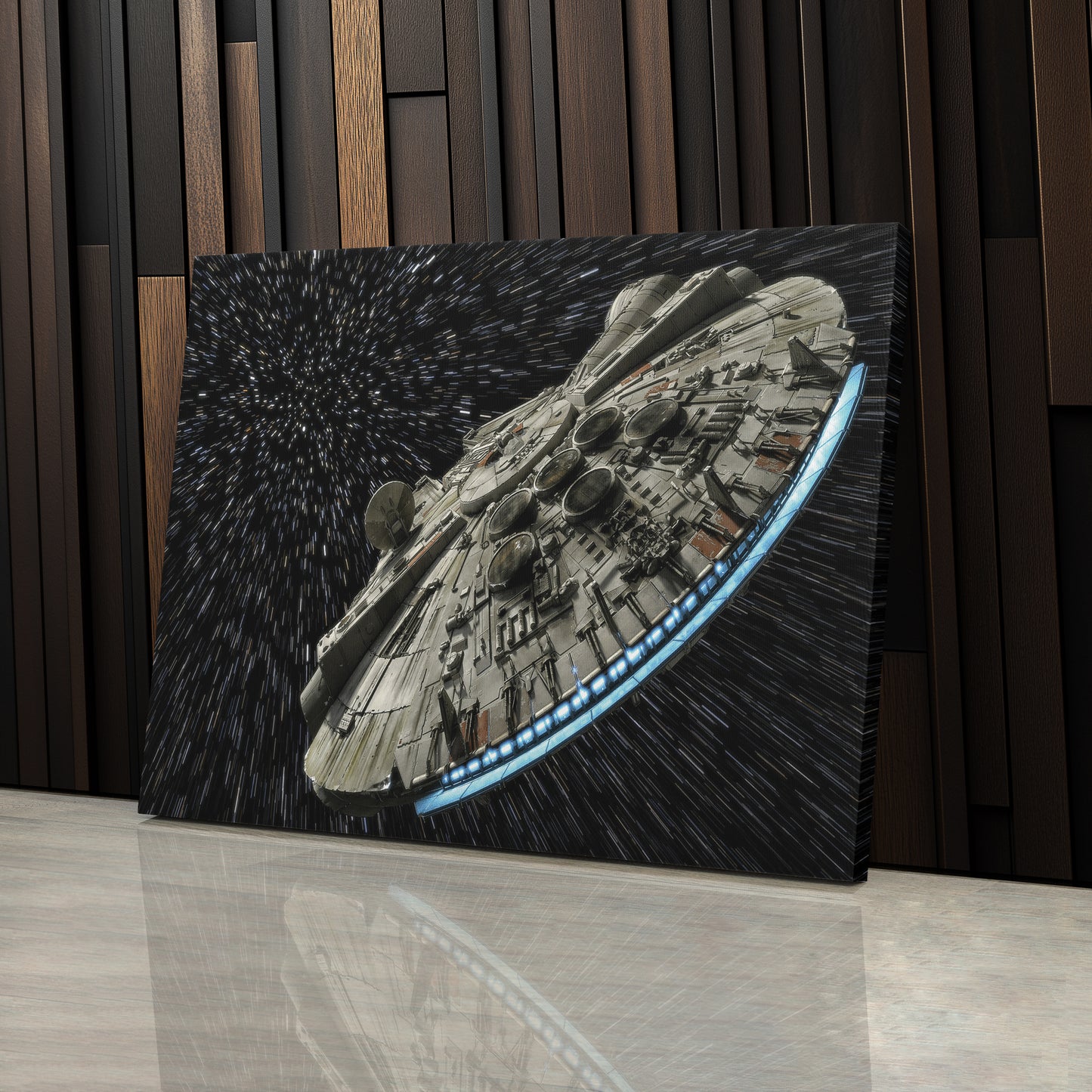 Millennium Falcon Canvas Art - Star Wars Wall Decor Framed Print