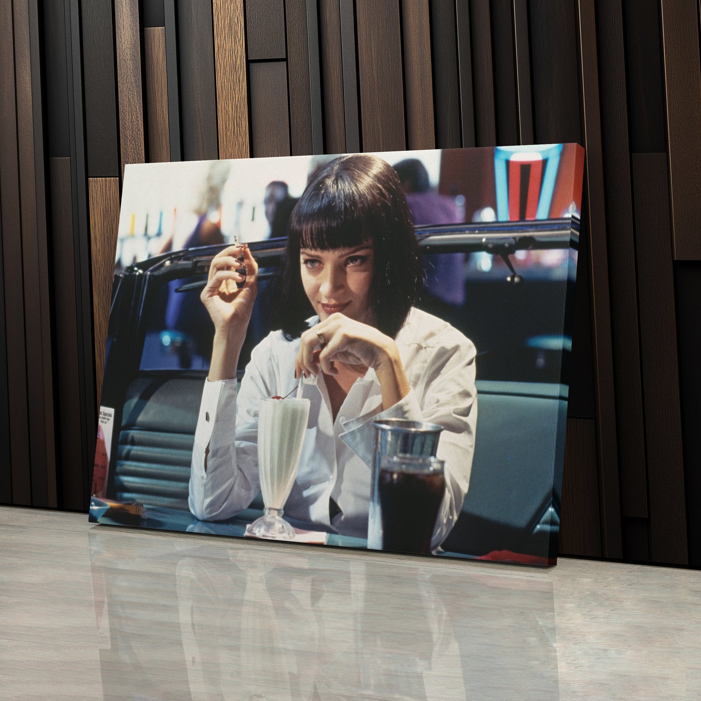 Pulp Fiction Canvas – Uma Thurman Mia Wallace Milkshake Movie Wall Art