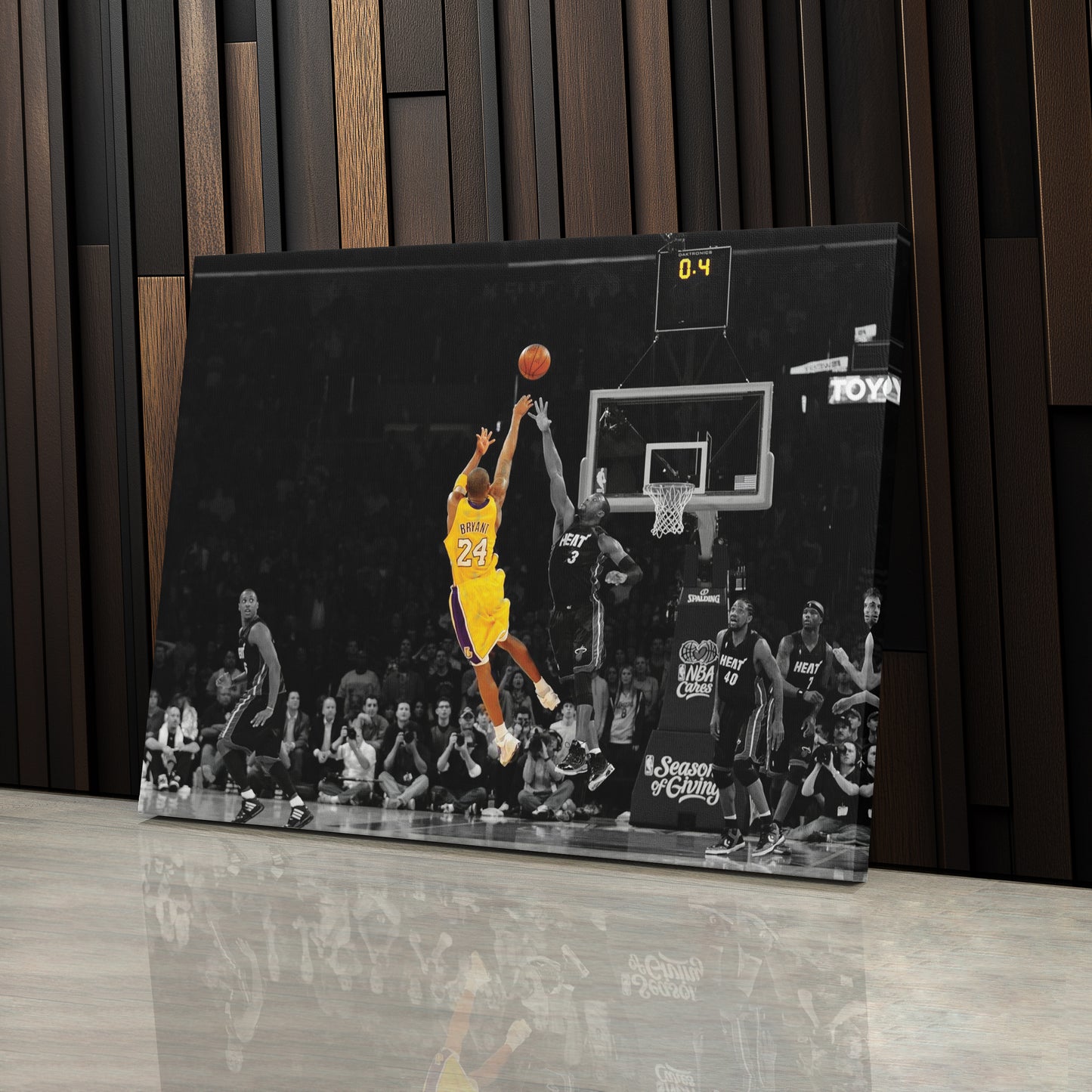 Kobe Bryant Lakers Buzzer Beater vs Miami Heat Canvas Wall Art Decor - NBA Iconic Art