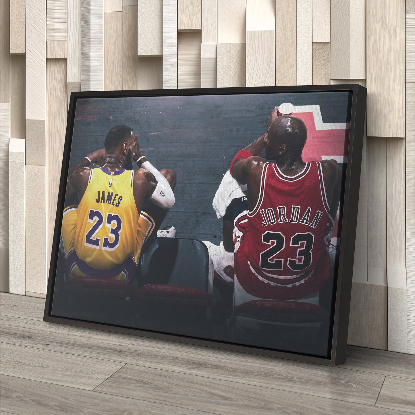 Michael Jordan & LeBron James Canvas – Lakers vs Bulls Wall Art