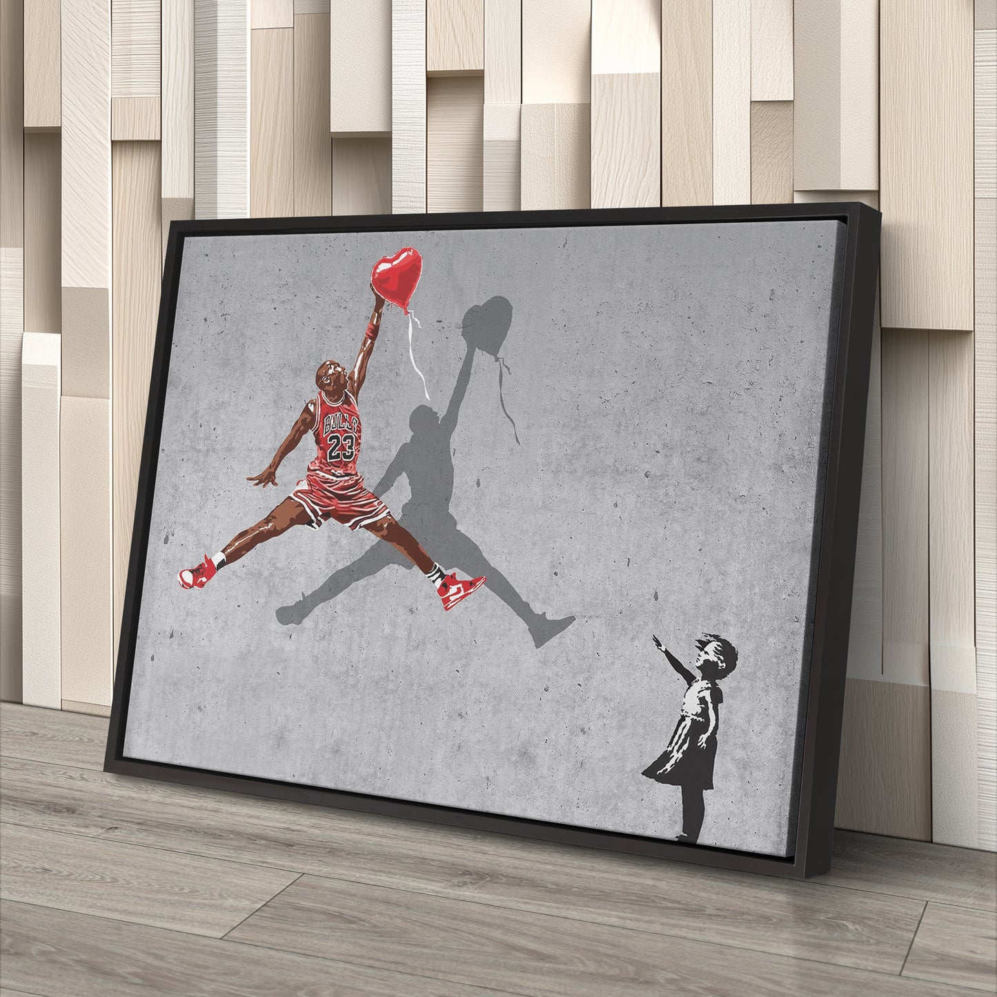 Michael Jordan Banksy Balloon Girl Canvas Art - NBA Street Art Decor