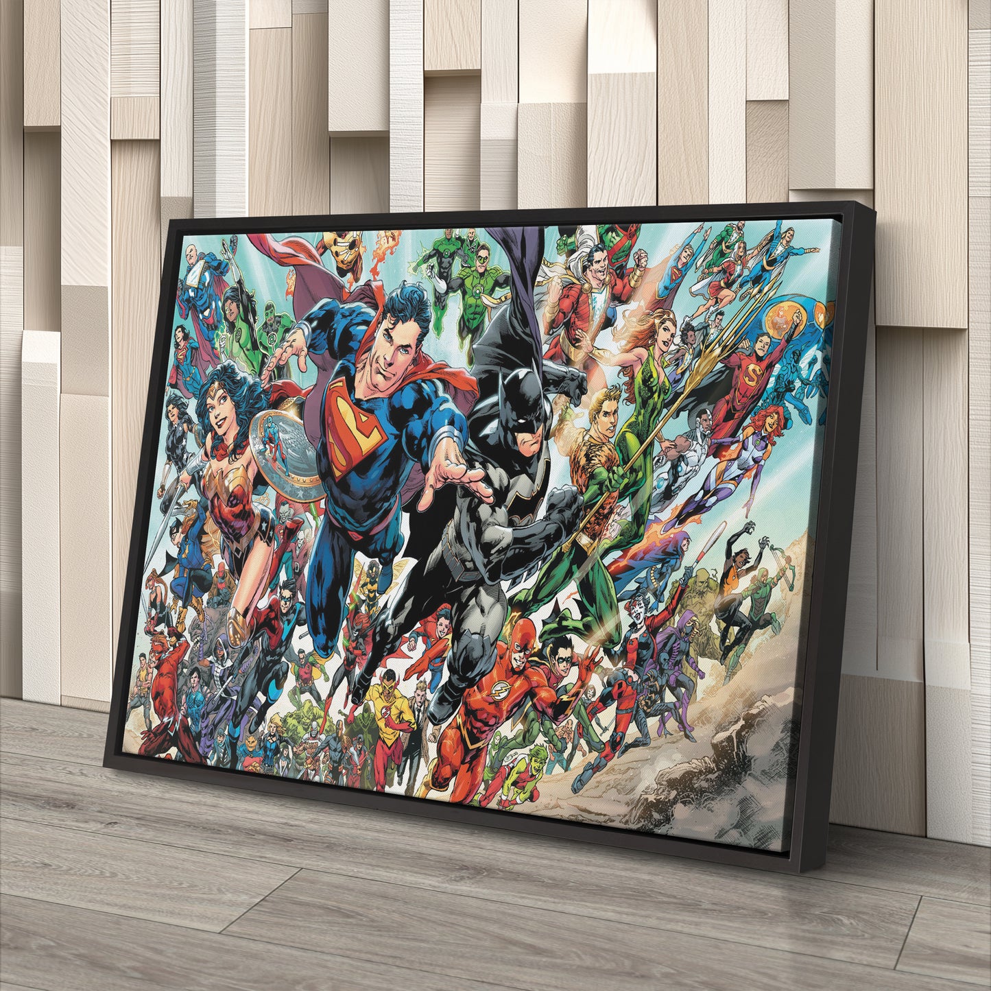 DC Superheroes Canvas Wall Art – Comics Print for Kids Room