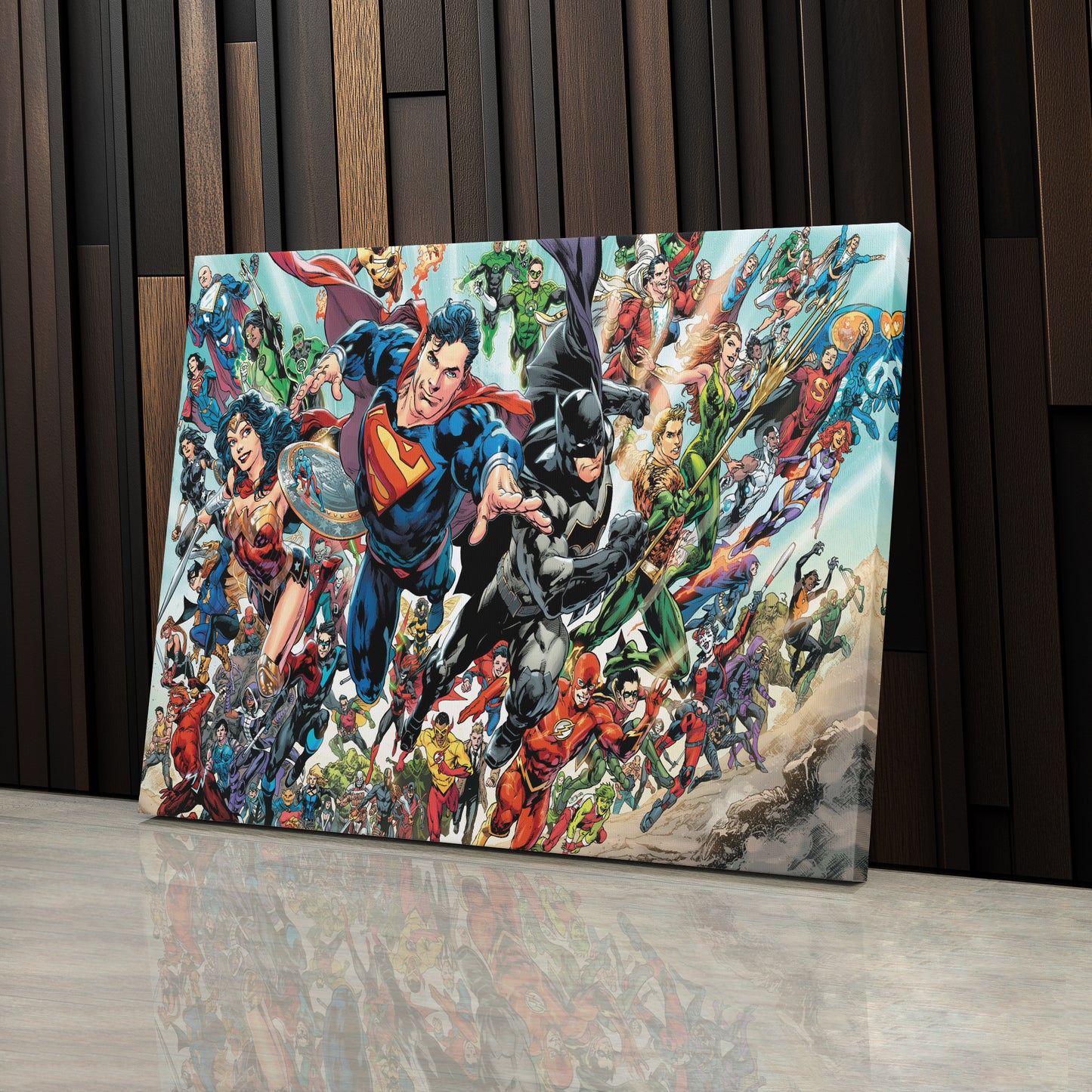 DC Superheroes Canvas Wall Art – Comics Print for Kids Room