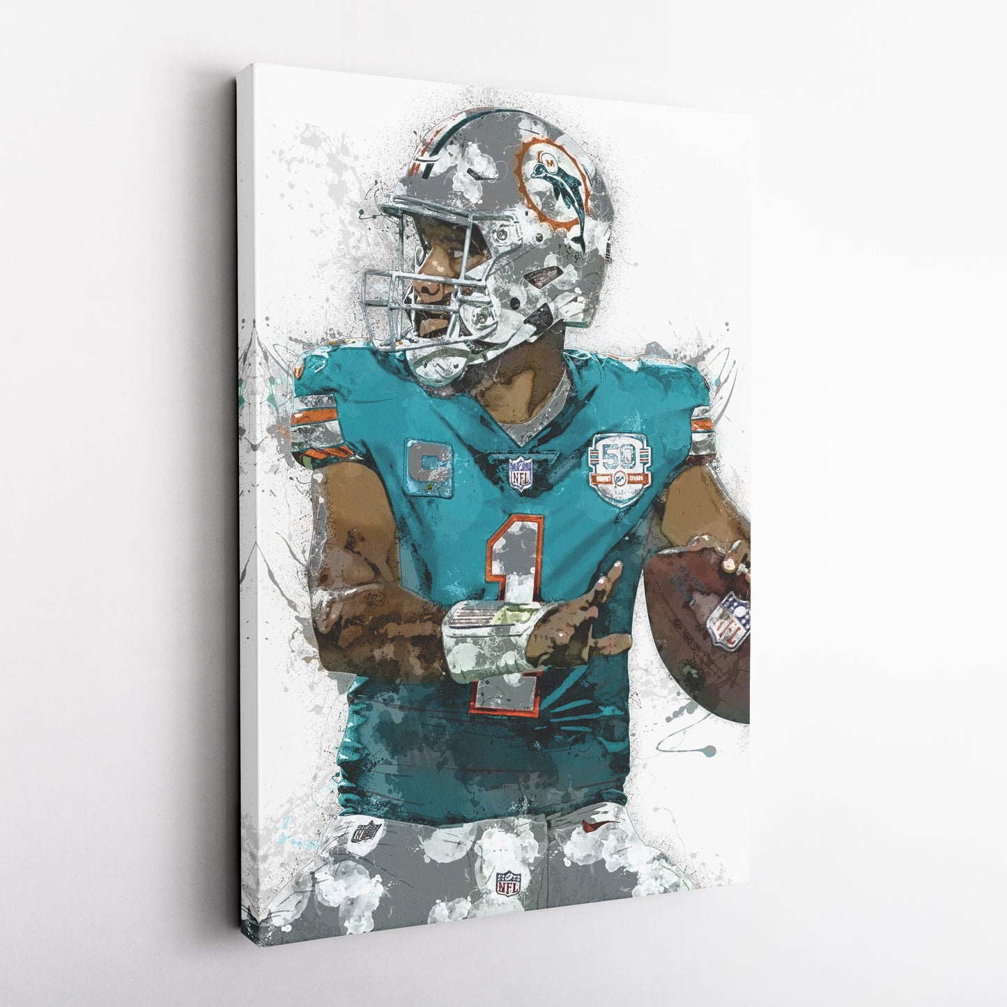 Tua Tagovailoa Canvas Art – Miami Dolphins Wall Decor