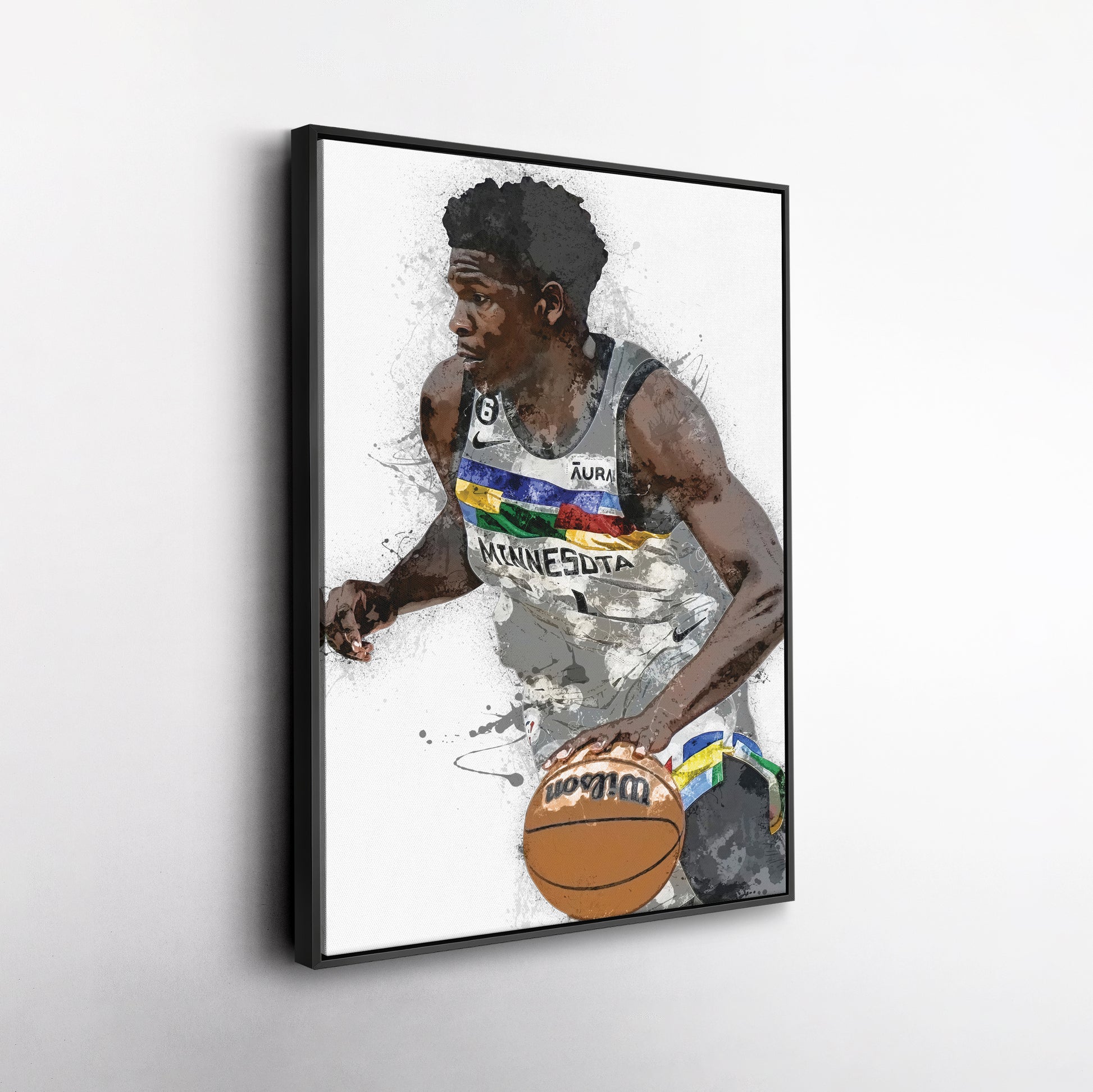 Anthony Edwards Canvas Art – Minnesota Timberwolves Wall Decor