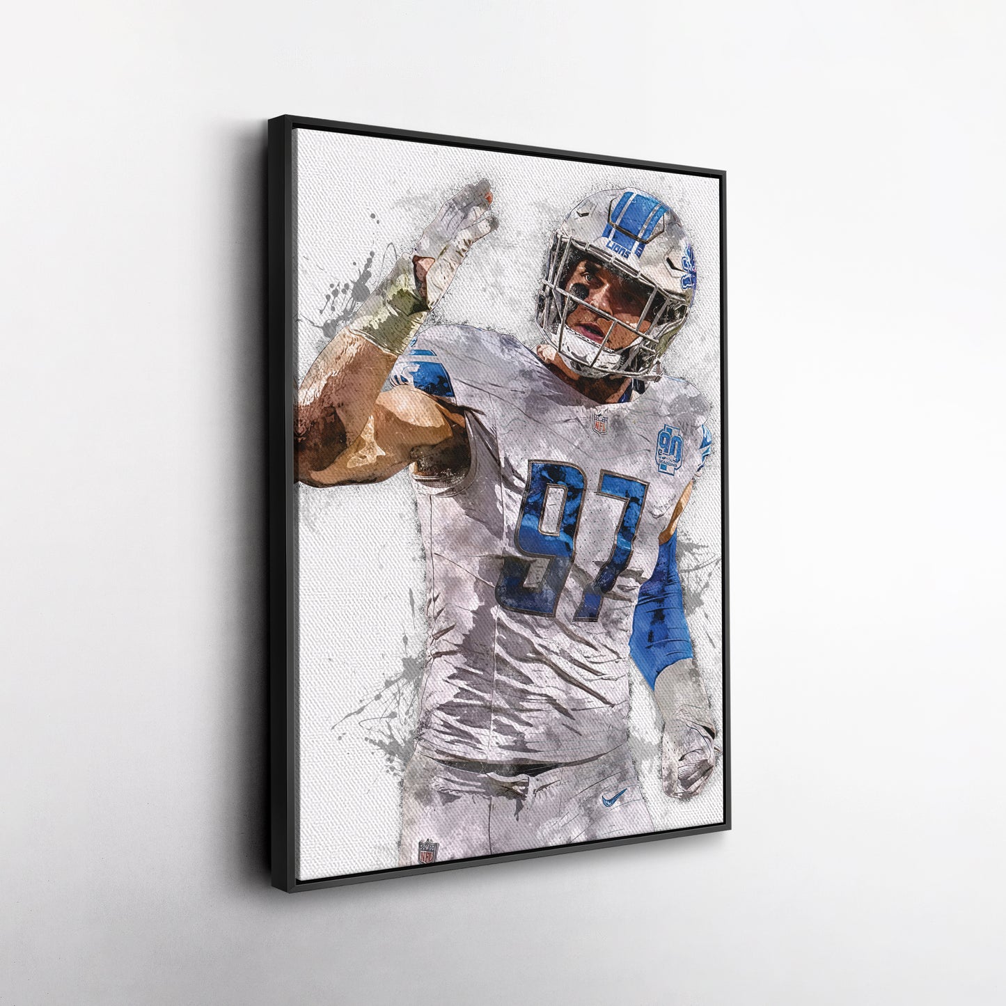 Aidan Hutchinson Canvas Art – Detroit Lions Wall Decor