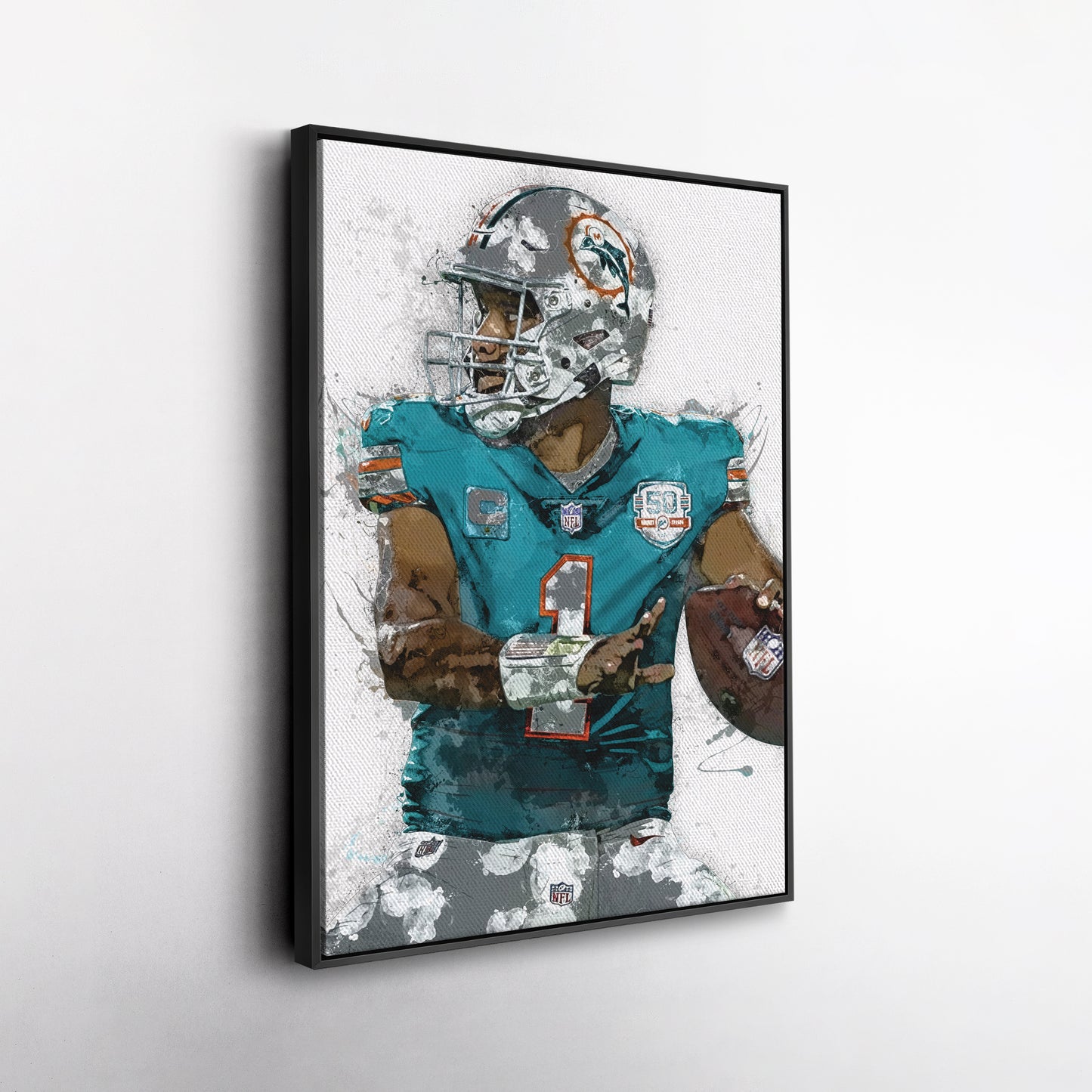 Tua Tagovailoa Canvas Art – Miami Dolphins Wall Decor