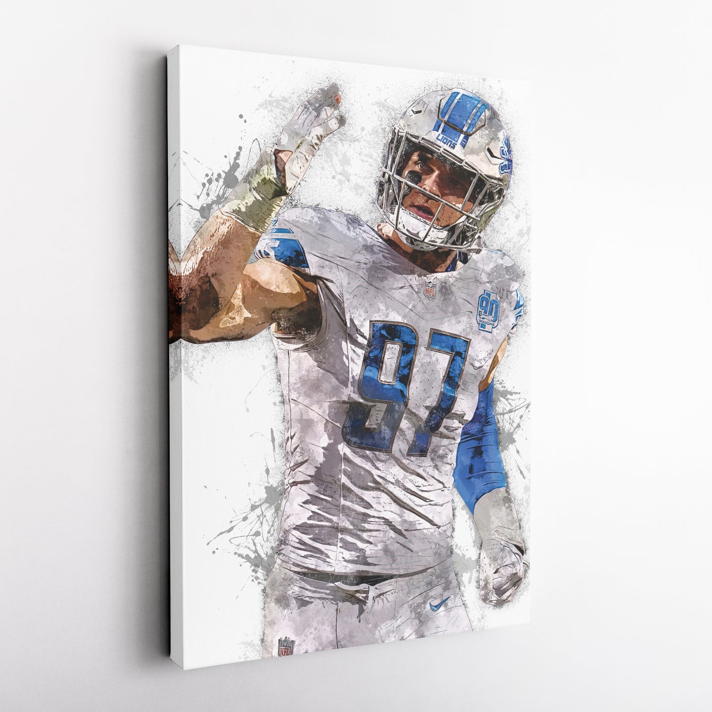 Aidan Hutchinson Canvas Art – Detroit Lions Wall Decor