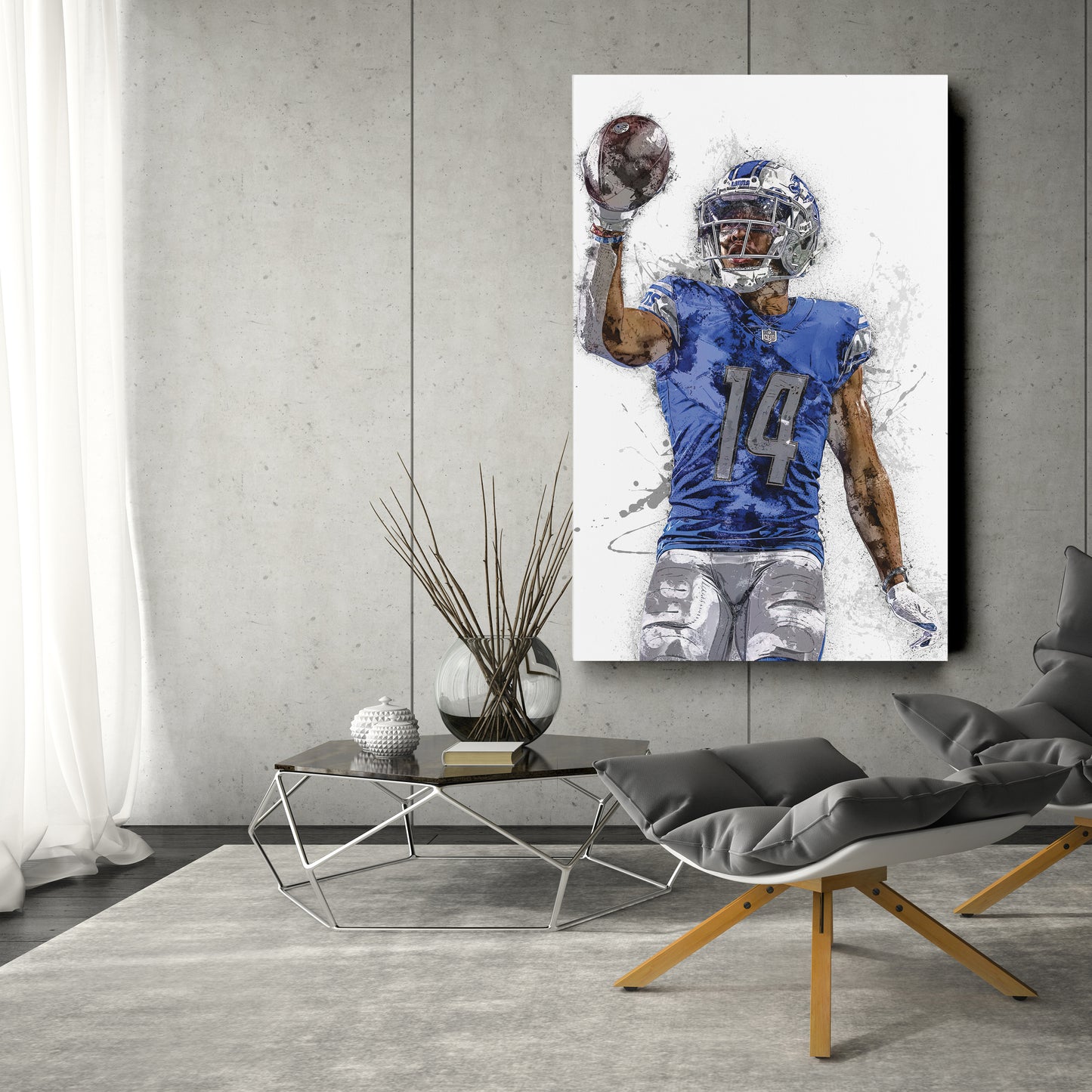 Amon-Ra St. Brown Canvas Art – Detroit Lions Wall Decor