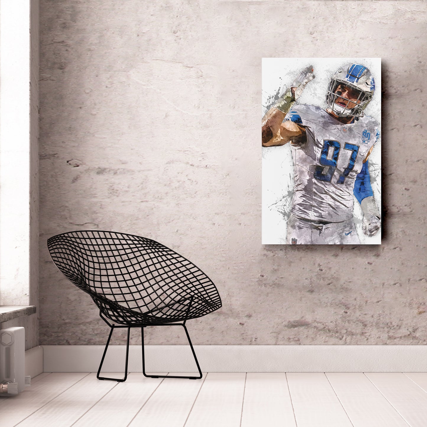 Aidan Hutchinson Canvas Art – Detroit Lions Wall Decor