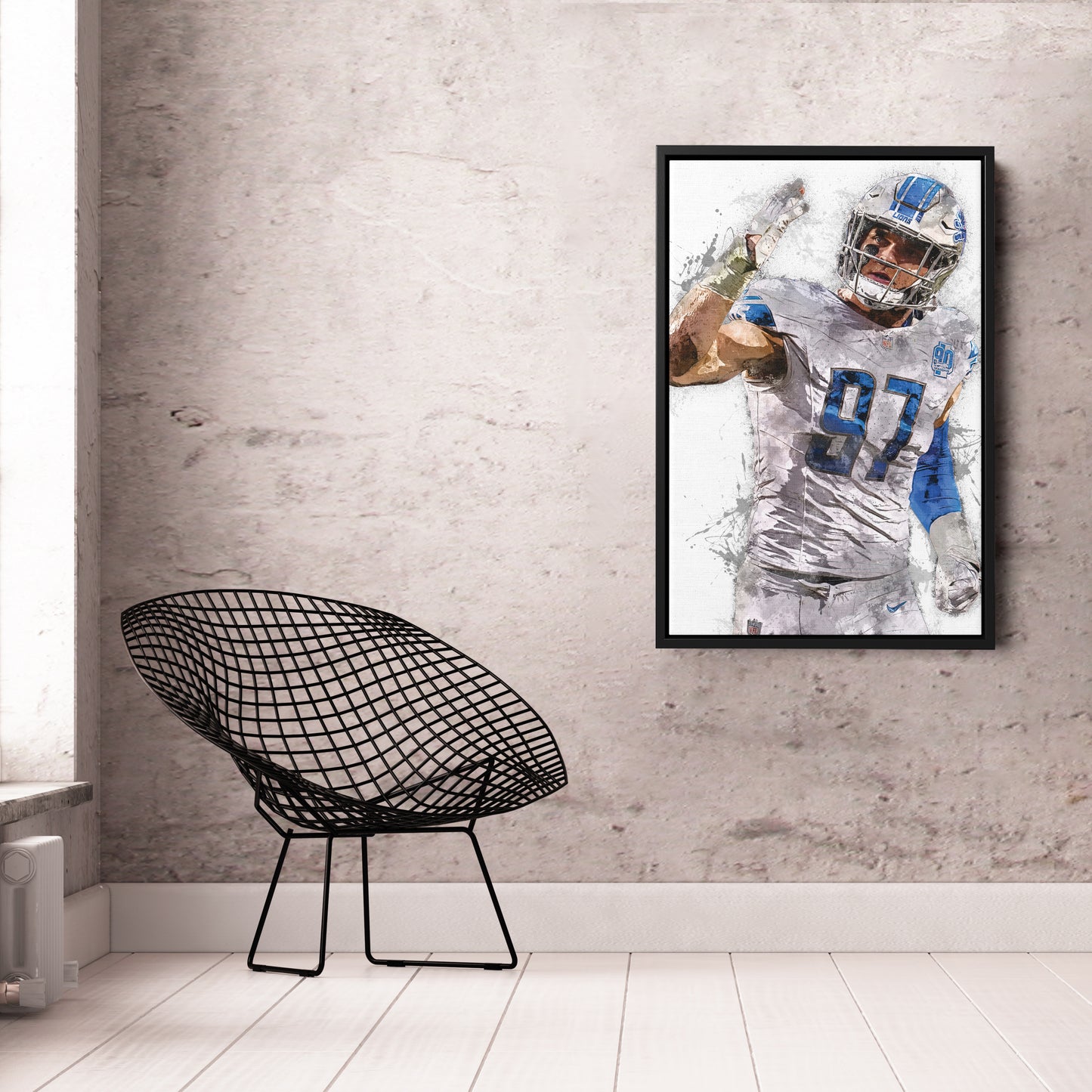 Aidan Hutchinson Canvas Art – Detroit Lions Wall Decor