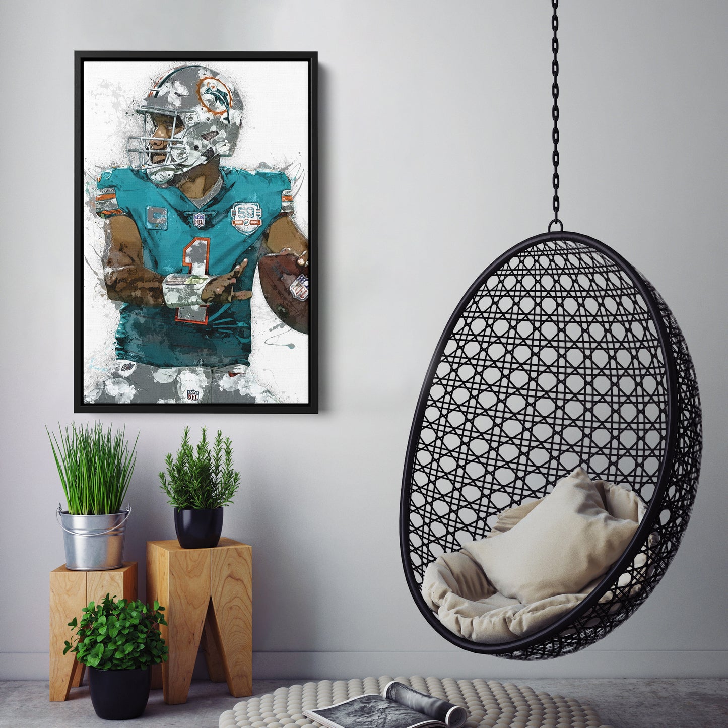 Tua Tagovailoa Canvas Art – Miami Dolphins Wall Decor