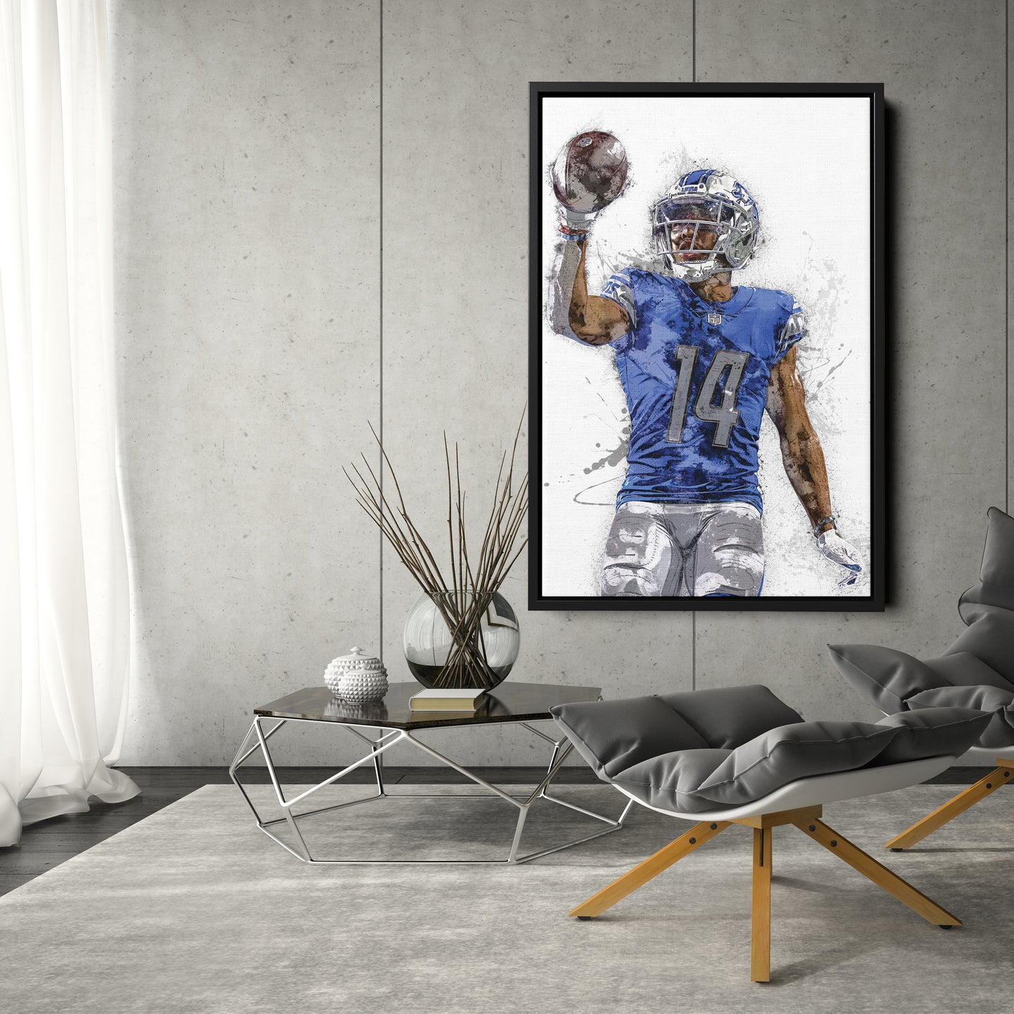 Amon-Ra St. Brown Canvas Art – Detroit Lions Wall Decor