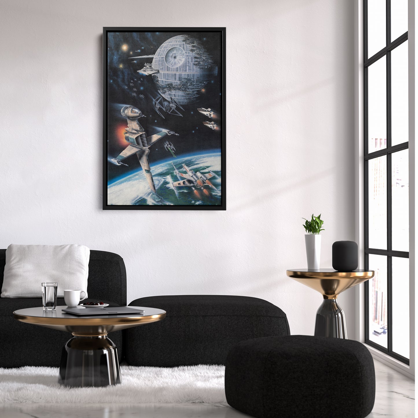 Death Star, Star Destroyer, Battle, TIE Interceptor Canvas Wall Art Decor - Star Wars Epic Art