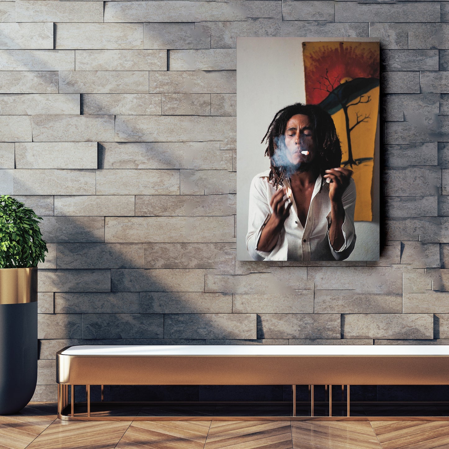 Bob Marley Smoking Canvas – Reggae Wall Art for Home Decor