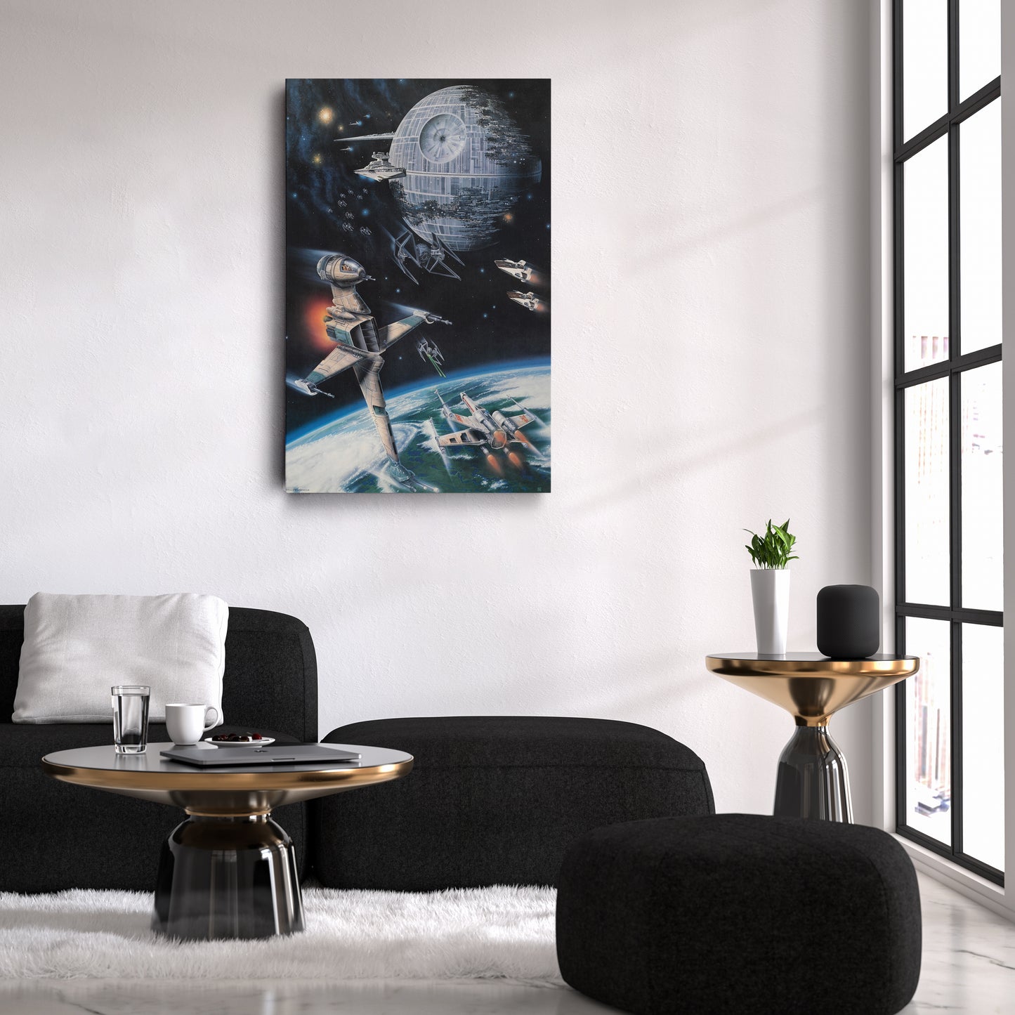 Death Star, Star Destroyer, Battle, TIE Interceptor Canvas Wall Art Decor - Star Wars Epic Art