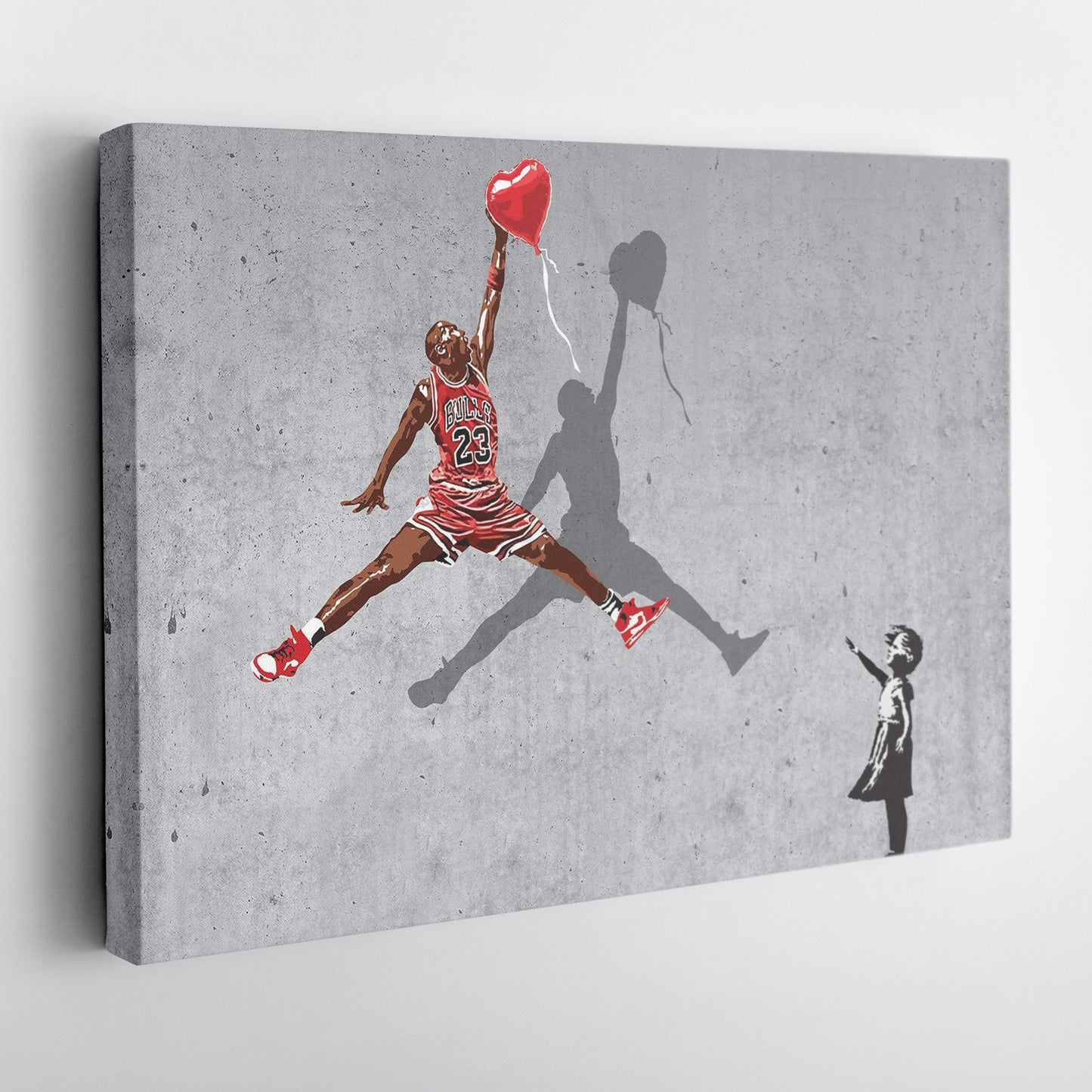 Michael Jordan Banksy Balloon Girl Canvas Art - NBA Street Art Decor