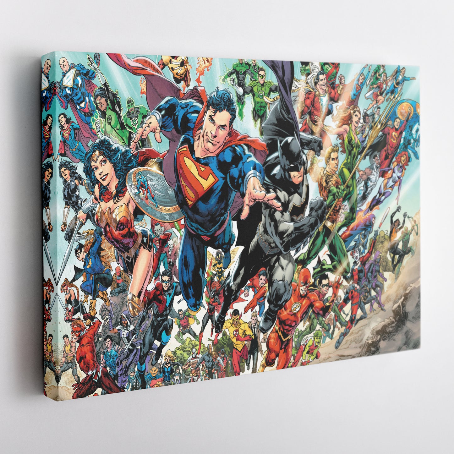 DC Superheroes Canvas Wall Art – Comics Print for Kids Room