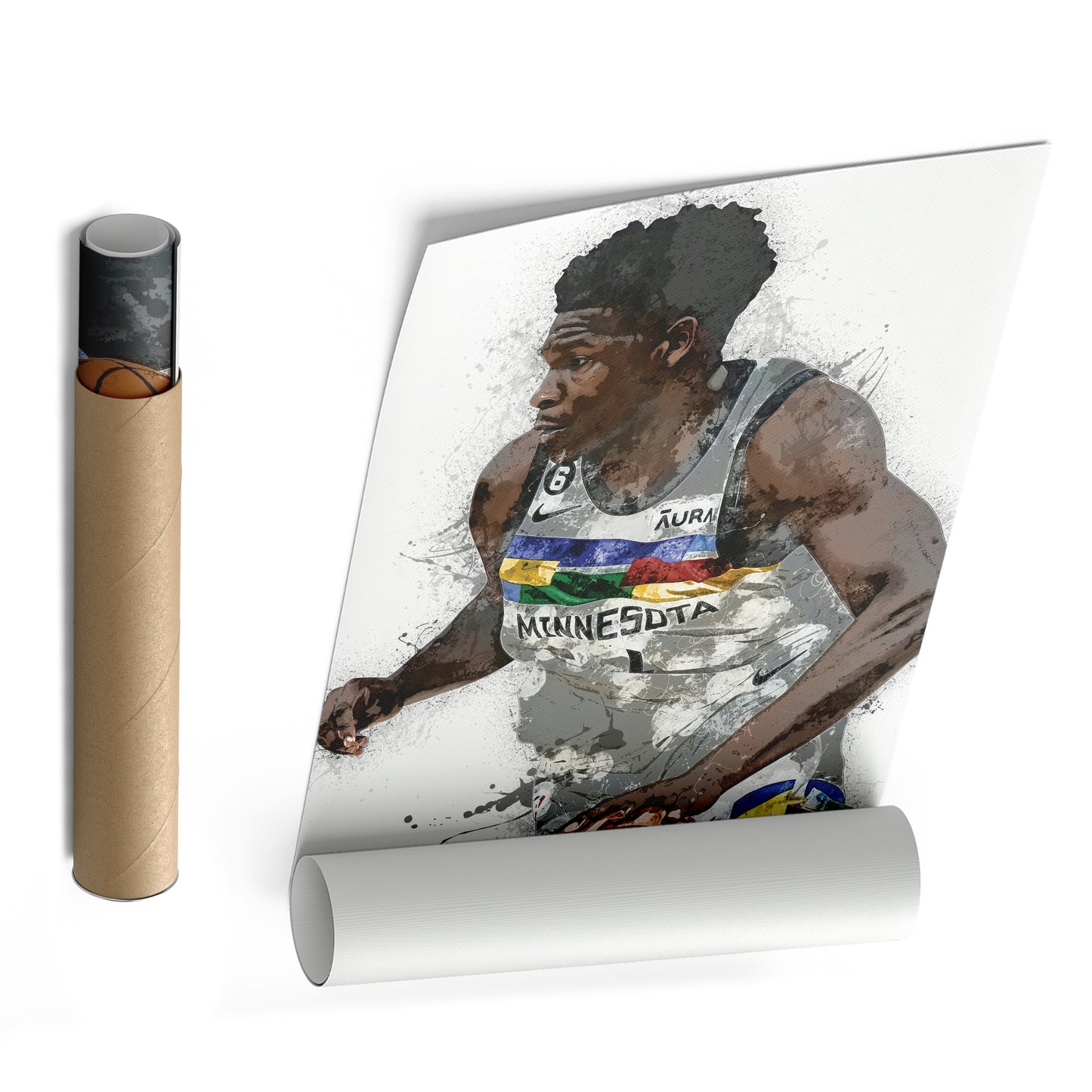 Anthony Edwards Canvas Art – Minnesota Timberwolves Wall Decor