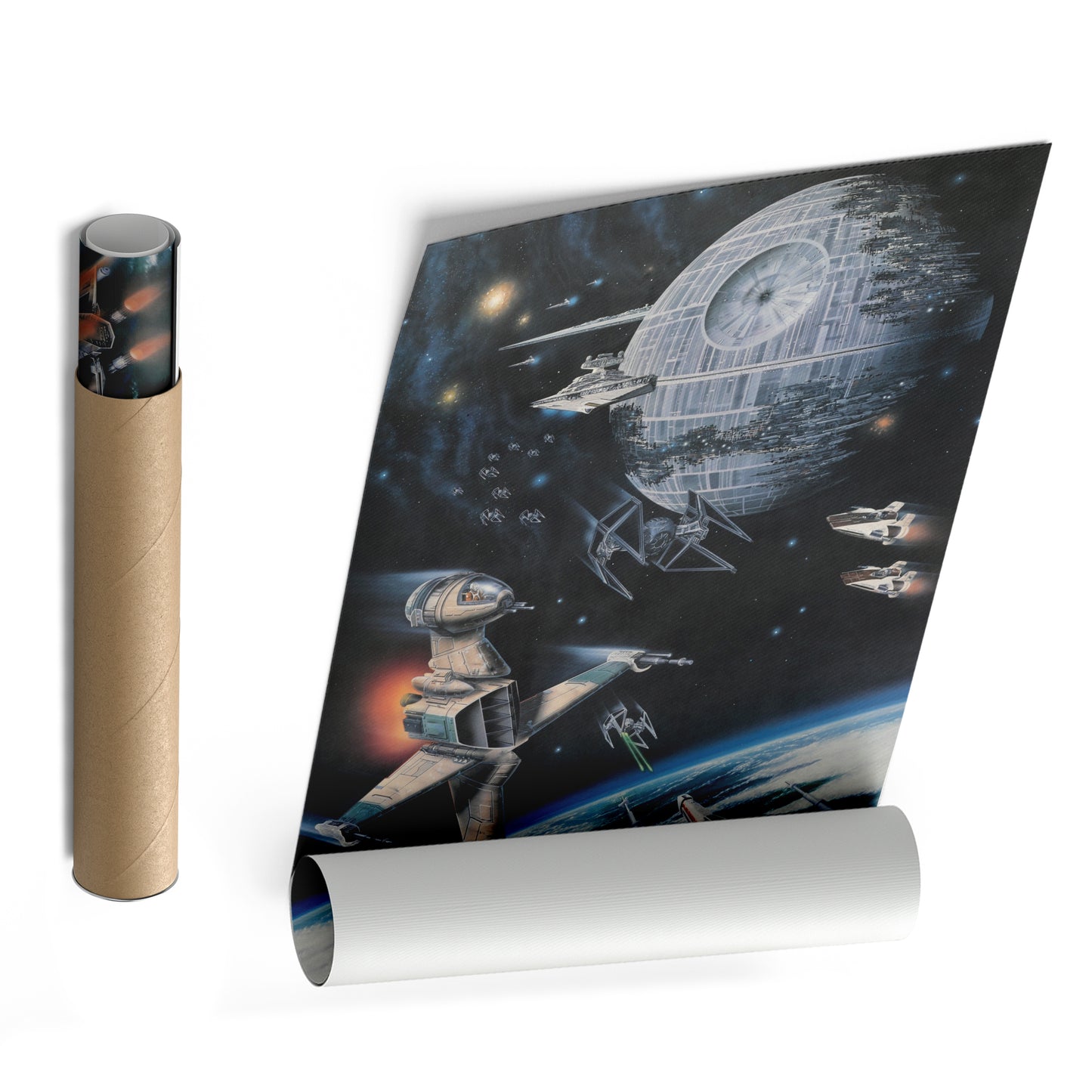 Death Star, Star Destroyer, Battle, TIE Interceptor Canvas Wall Art Decor - Star Wars Epic Art