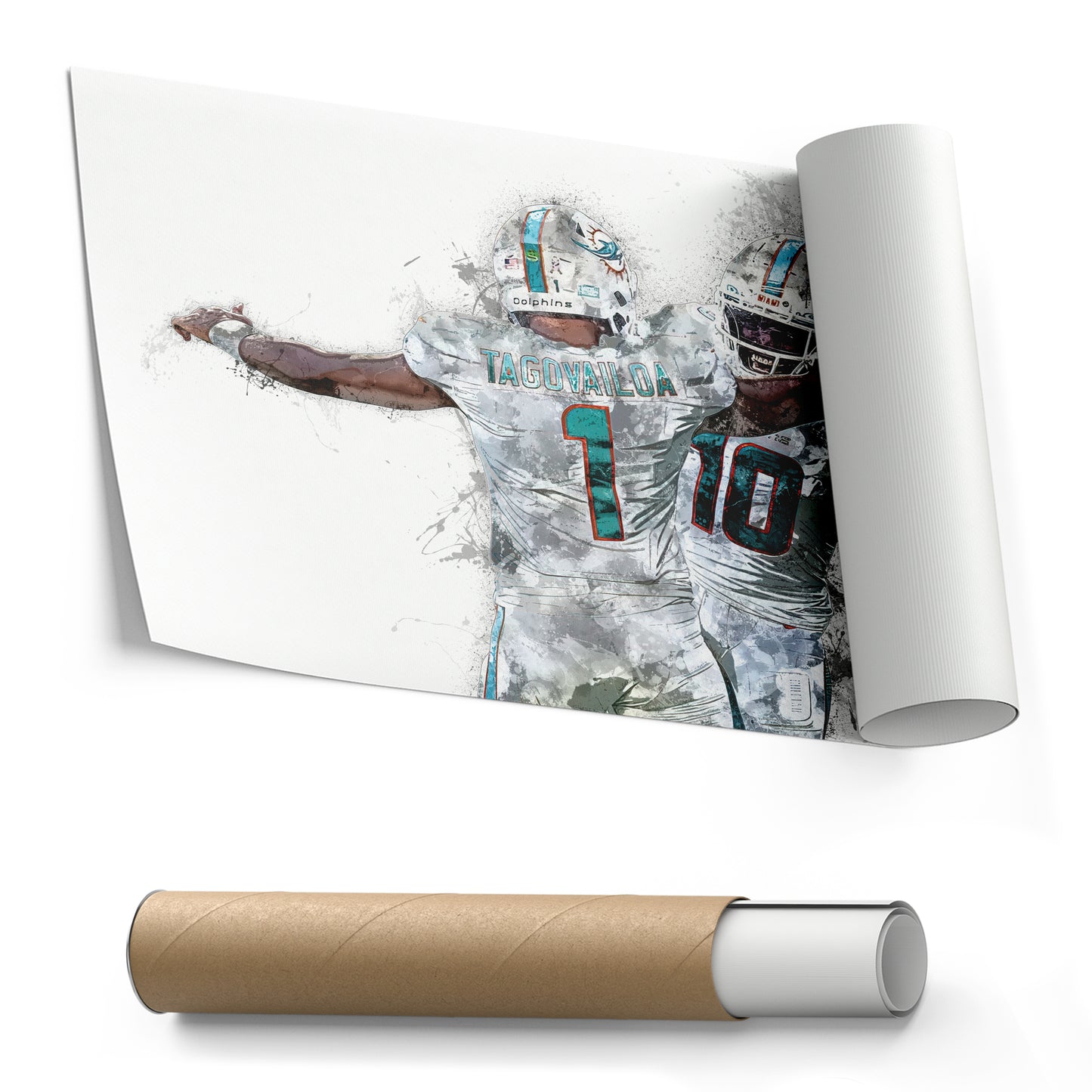 Tua Tagovailoa & Tyreek Hill Canvas Art – Miami Dolphins Wall Decor