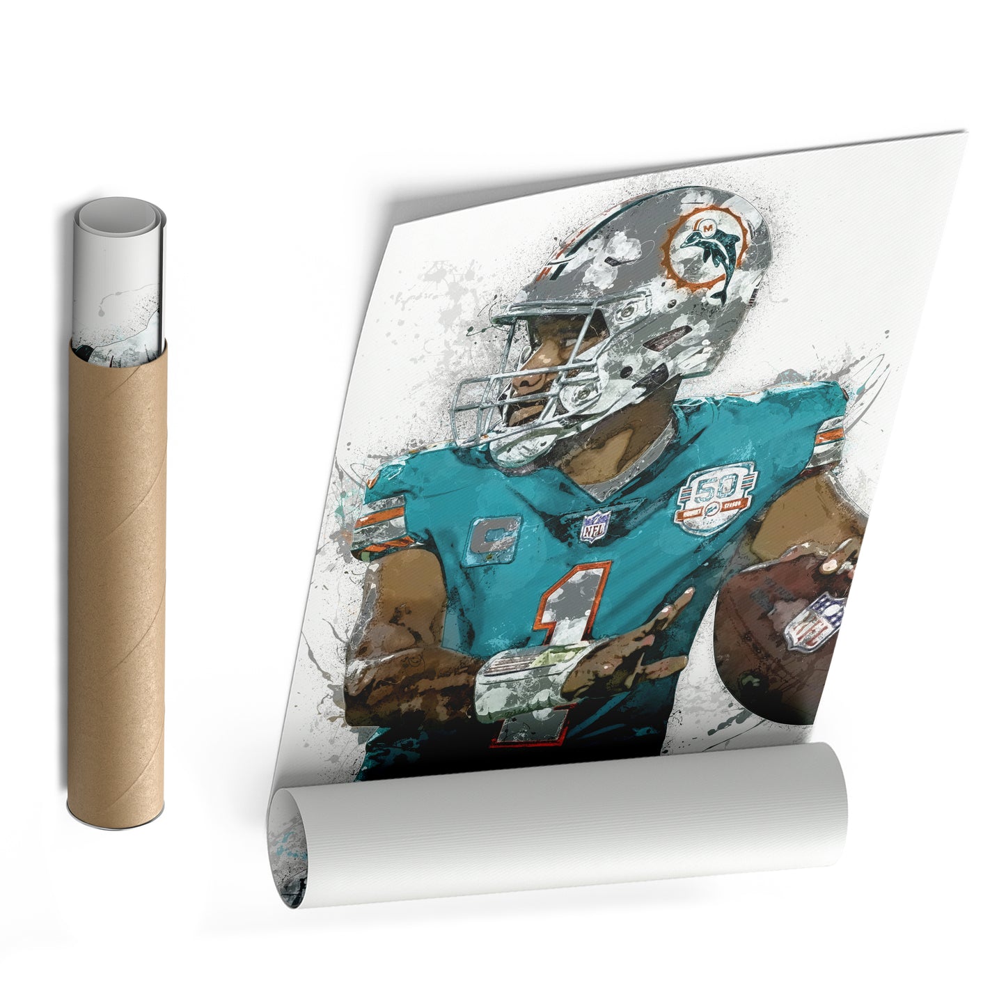 Tua Tagovailoa Canvas Art – Miami Dolphins Wall Decor
