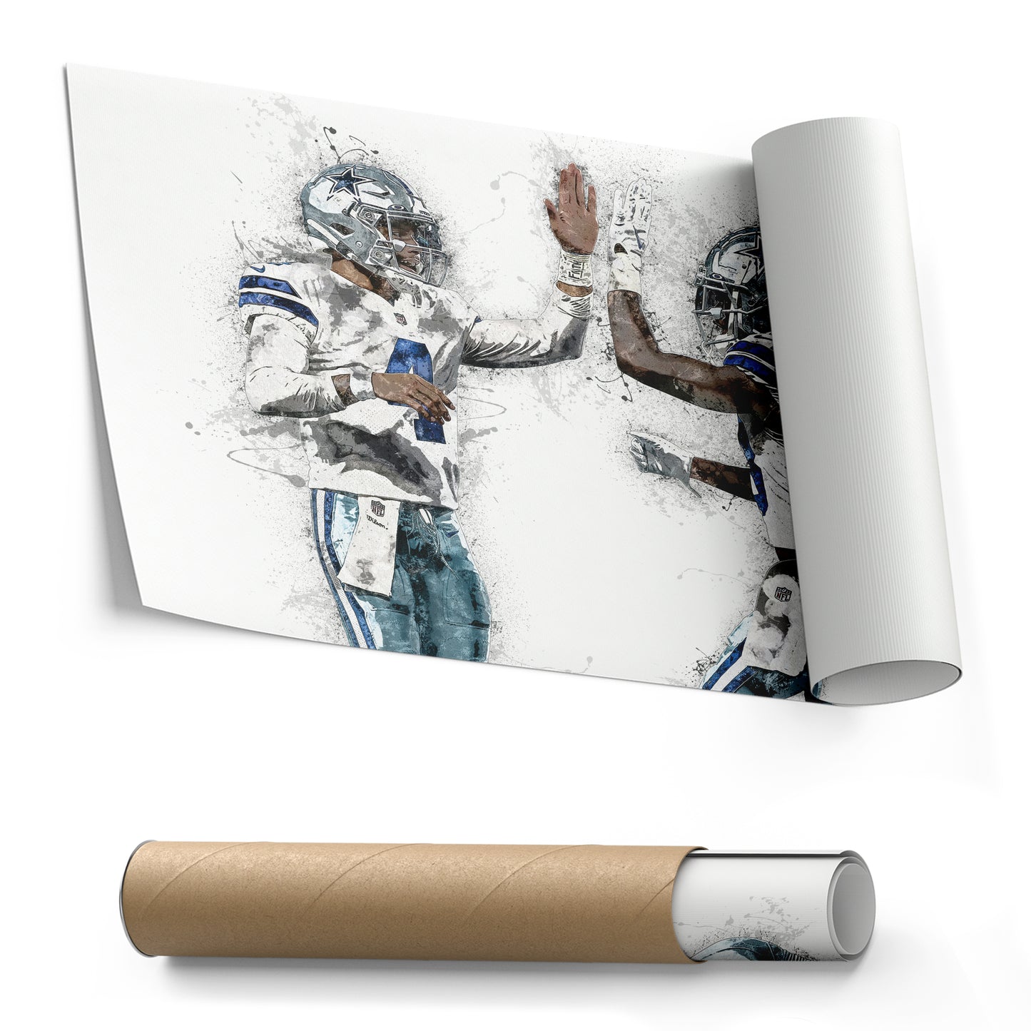 Dak Prescott & CeeDee Lamb Canvas Art – Dallas Cowboys Wall Decor