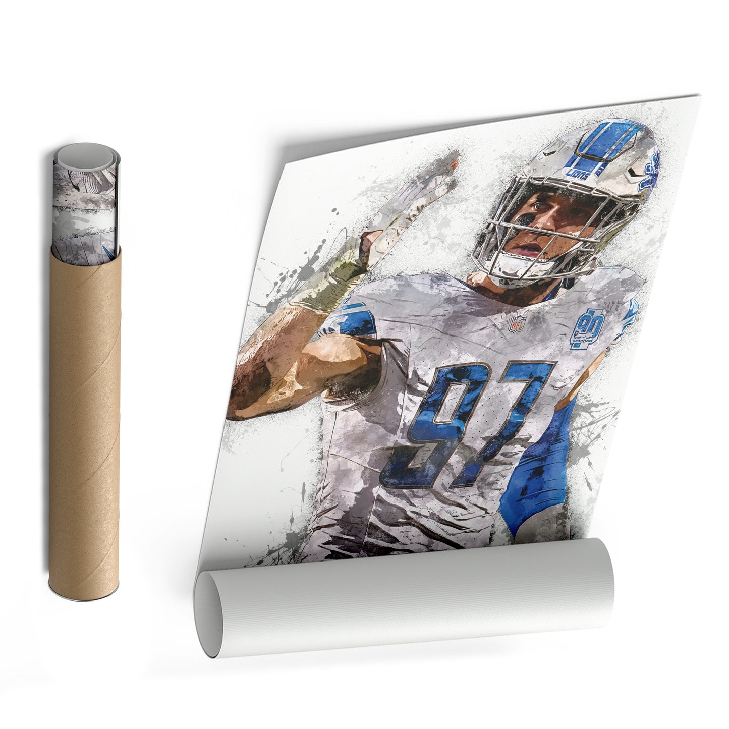 Aidan Hutchinson Canvas Art – Detroit Lions Wall Decor