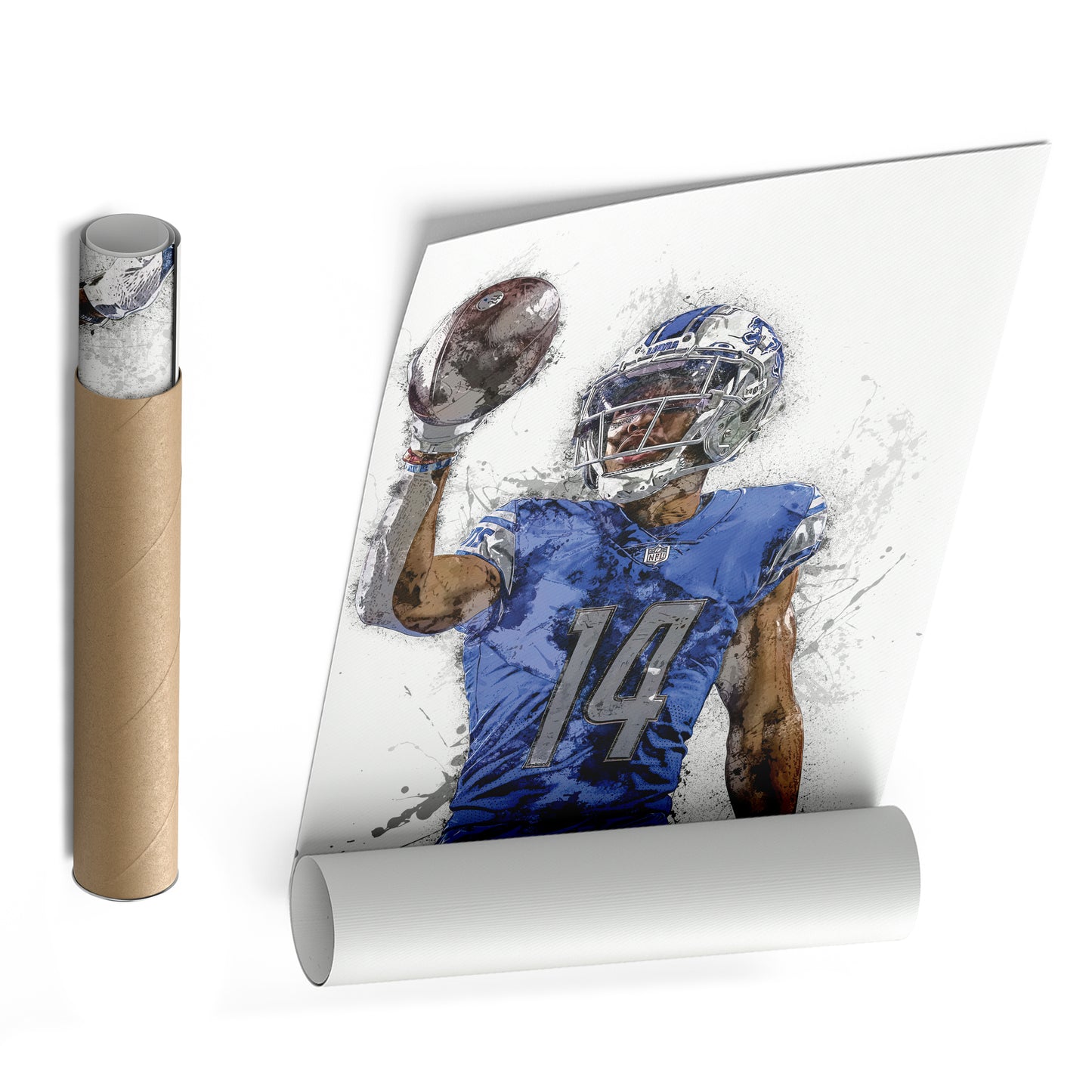 Amon-Ra St. Brown Canvas Art – Detroit Lions Wall Decor