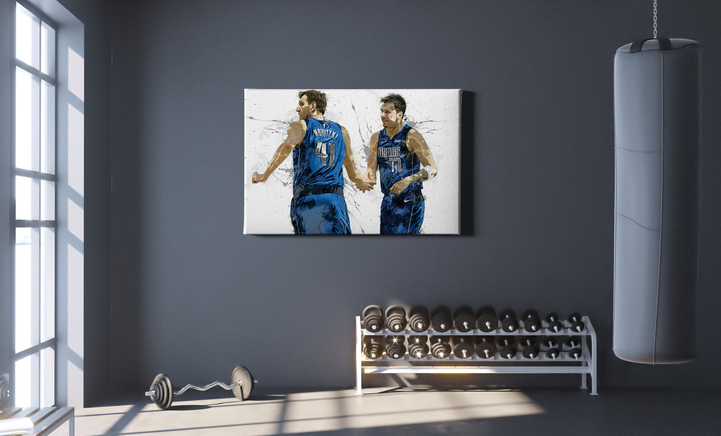Luka Doncic Dirk Nowitzki Poster Dallas Mavericks Basketball Painting Hand Made Posters Canvas Print Wall Kids Art Man Cave Gift Home Decor