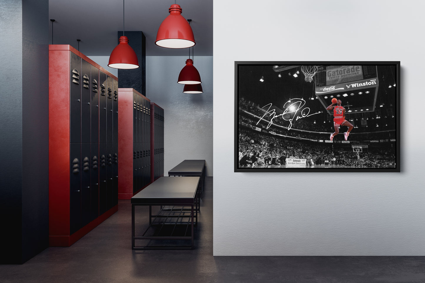 Michael Jordan Autographed Poster Slam Dunk Chicago Bulls Basketball Hand Made Posters Man Cave Gift Canvas Print Wall Art Home Decor