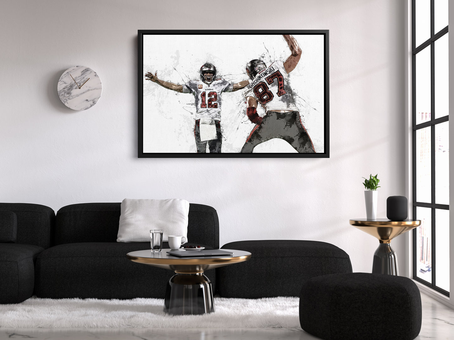Tom Brady Rob Gronkowski Poster Tampa Bay Buccaneers Football Painting Hand Made Posters Canvas Print Wall Art Man Cave Gift Home Decor