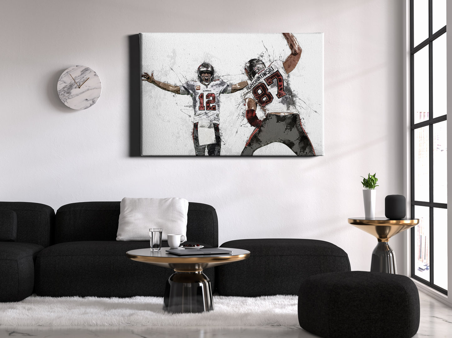 Tom Brady Rob Gronkowski Poster Tampa Bay Buccaneers Football Painting Hand Made Posters Canvas Print Wall Art Man Cave Gift Home Decor