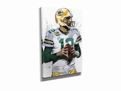 Aaron Rodgers Poster Green Bay Packers Football Painting Hand Made Posters Canvas Print Kids Wall Art Man Cave Gift Home Decor